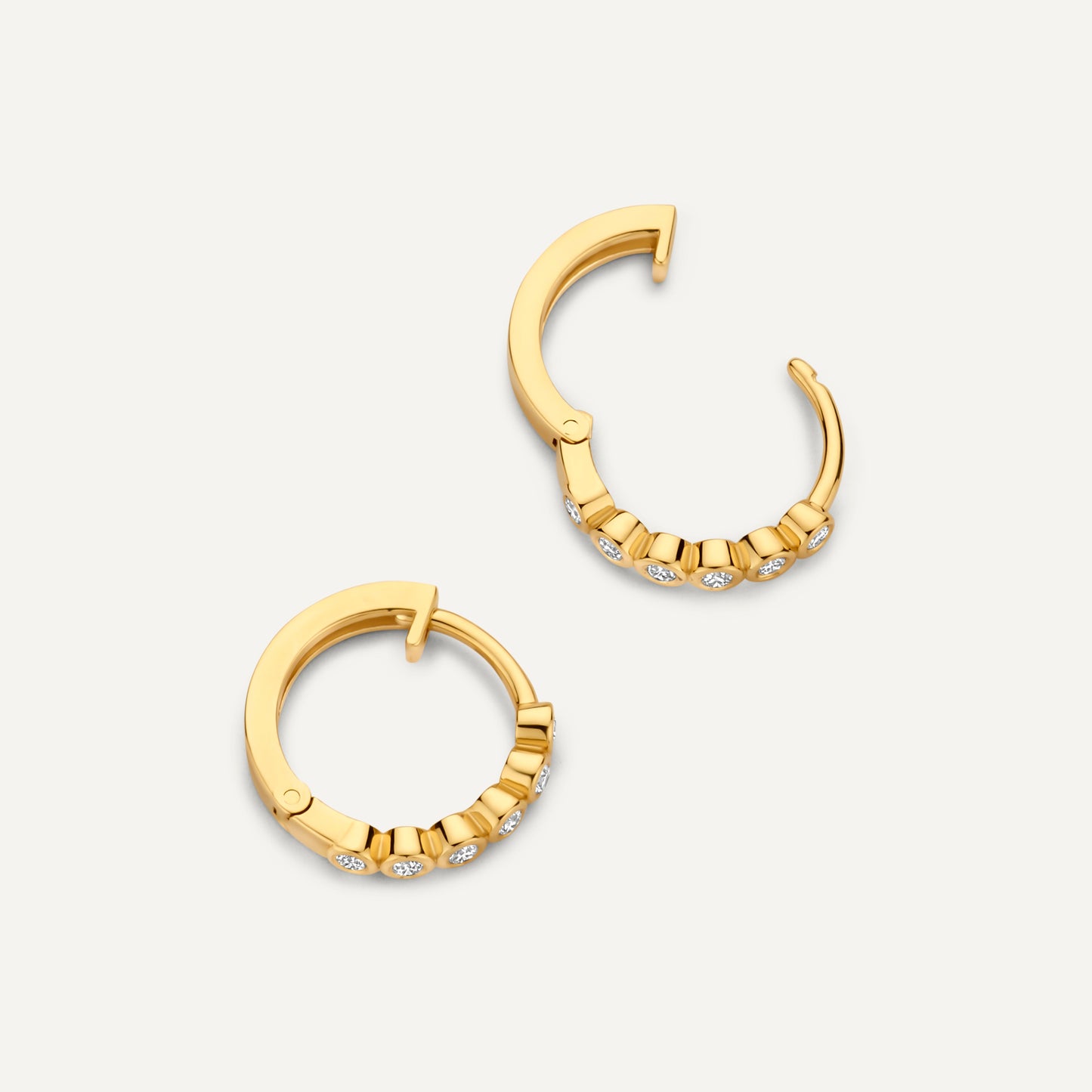 Bezel Set Diamond Huggie Hoops (12mm) (0.11 ct)