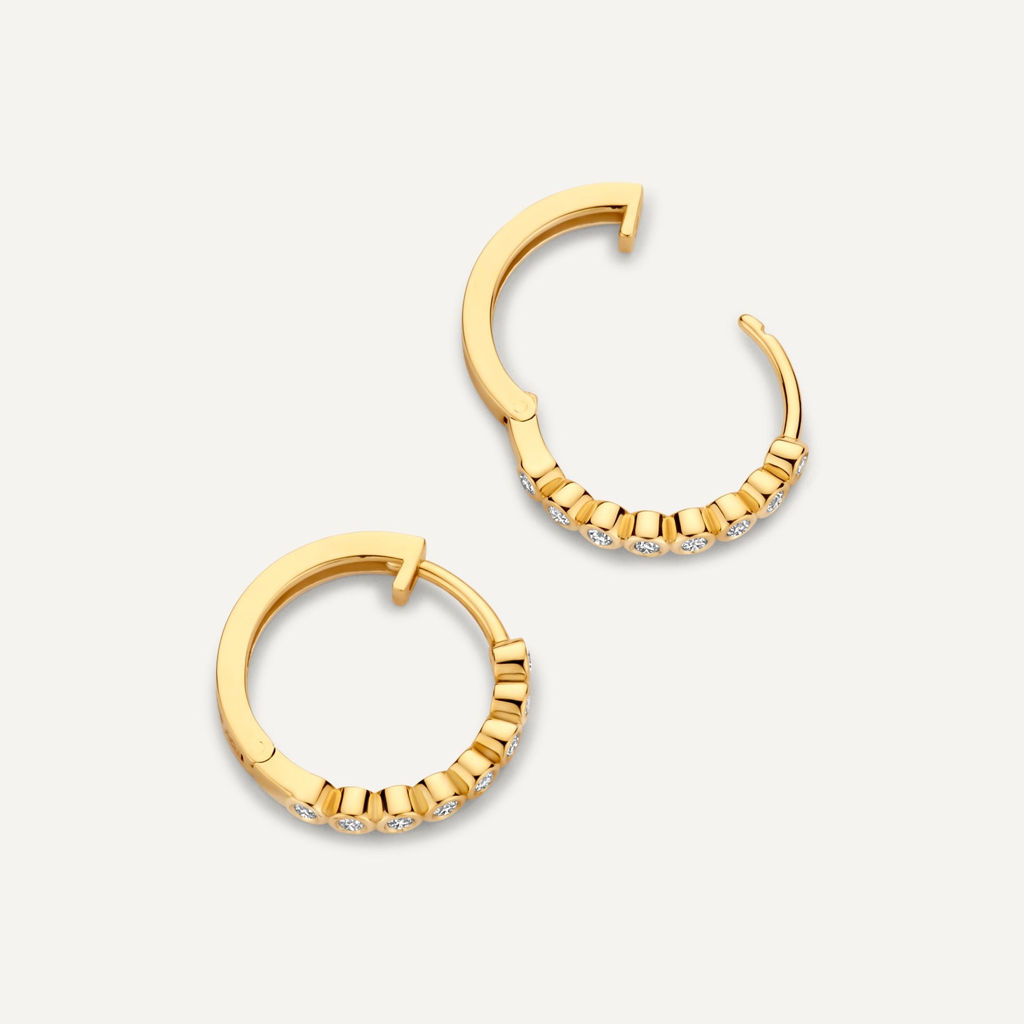 Bezel Set Diamond Small Hoops (15mm) (0.15 ct)