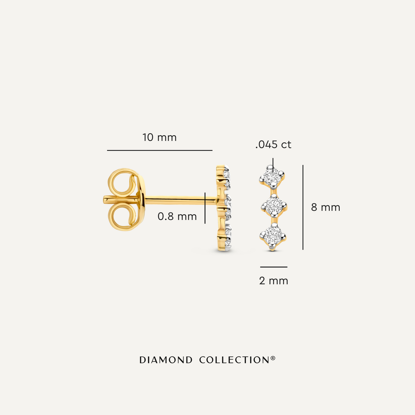 Diamond Curved Trinity Studs (0.09 ct)