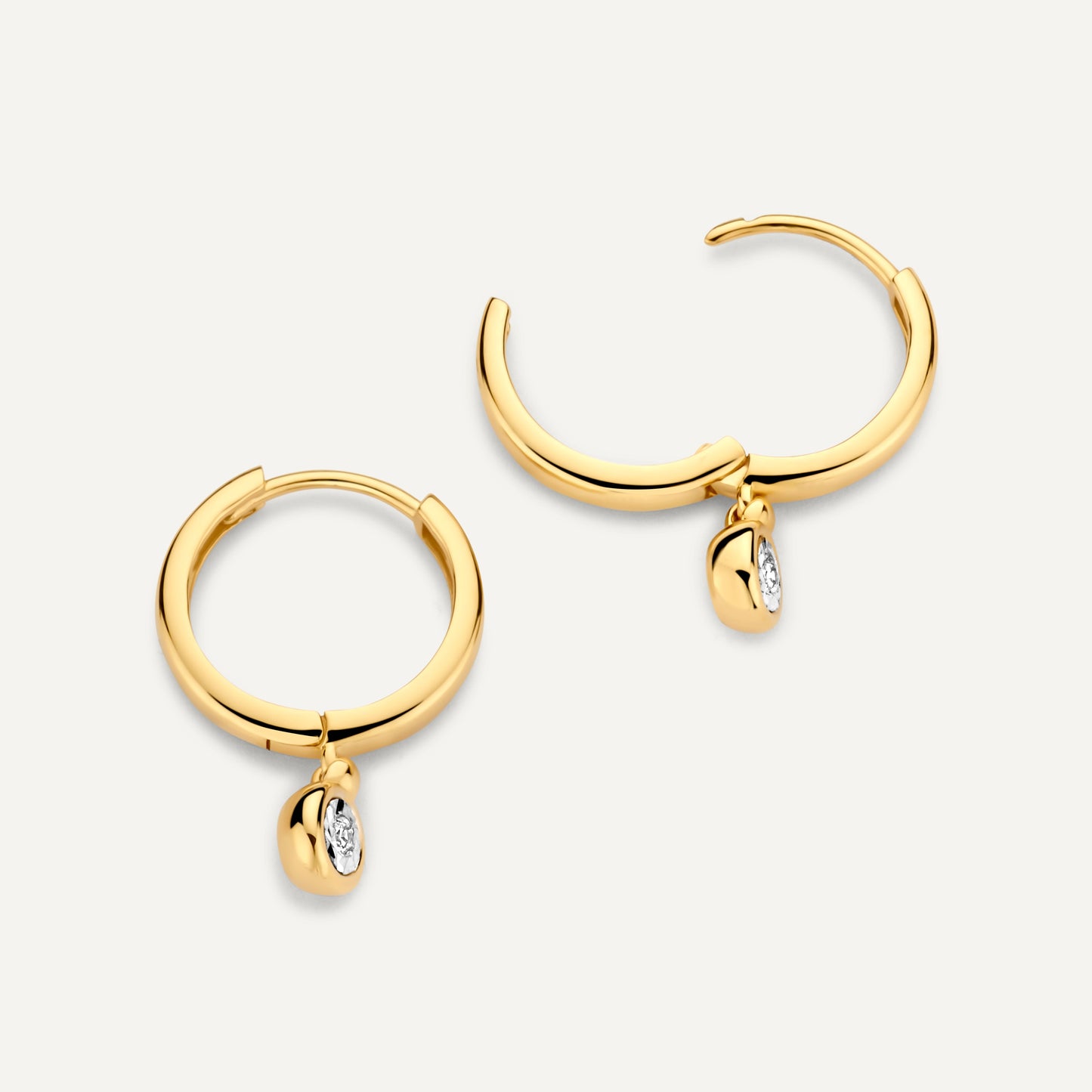 Bezel Set Diamond Charm Hoop Earrings (0.03 ct)