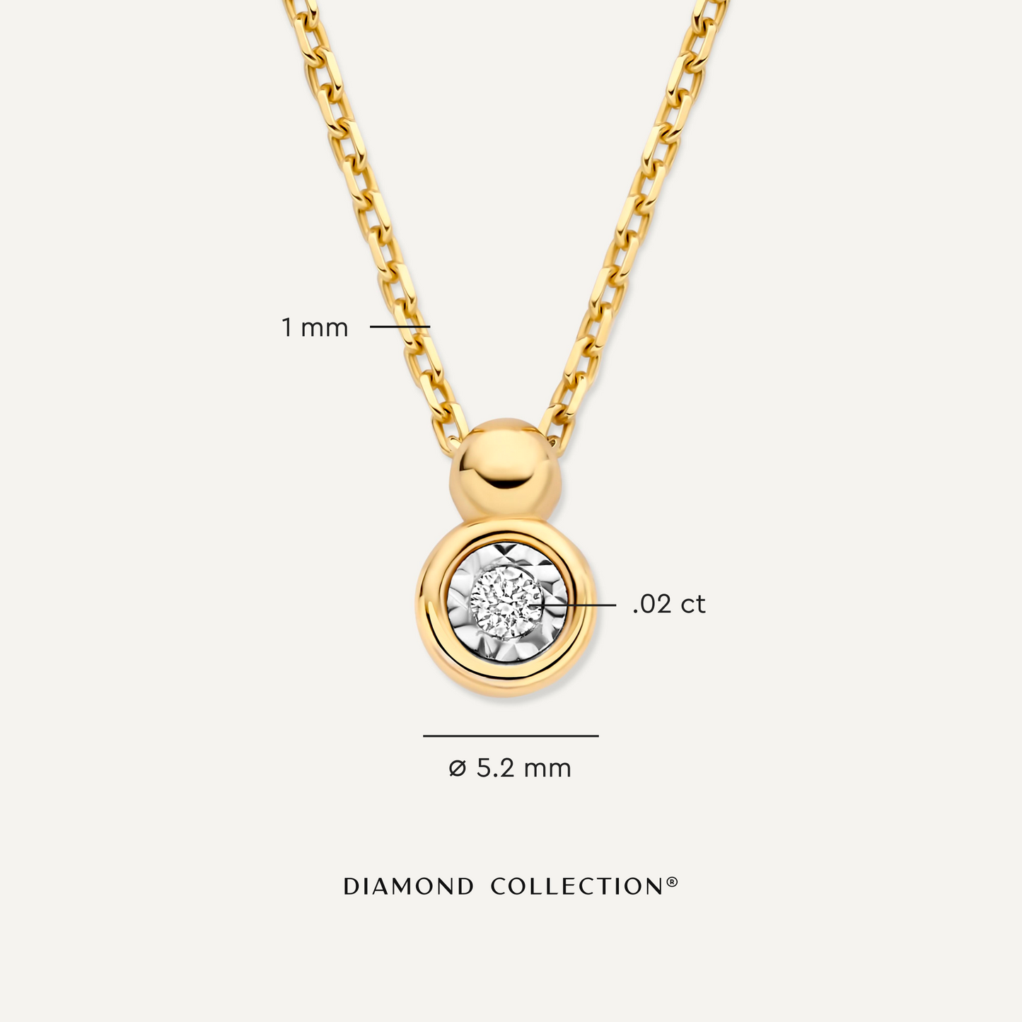 Bezel Set Diamond Linked Pendant Necklace (0.02 ct)