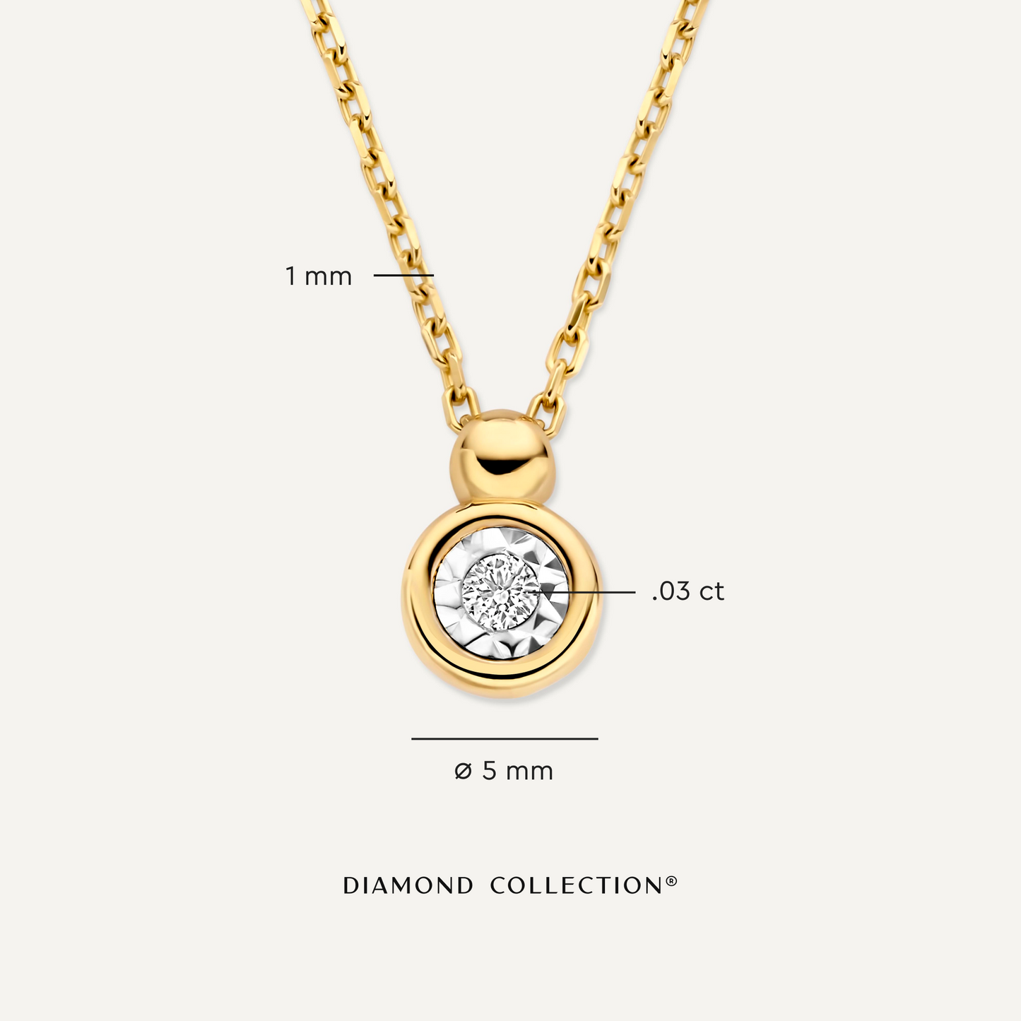 Bezel Set Diamond Linked Pendant Necklace (0.03 ct)