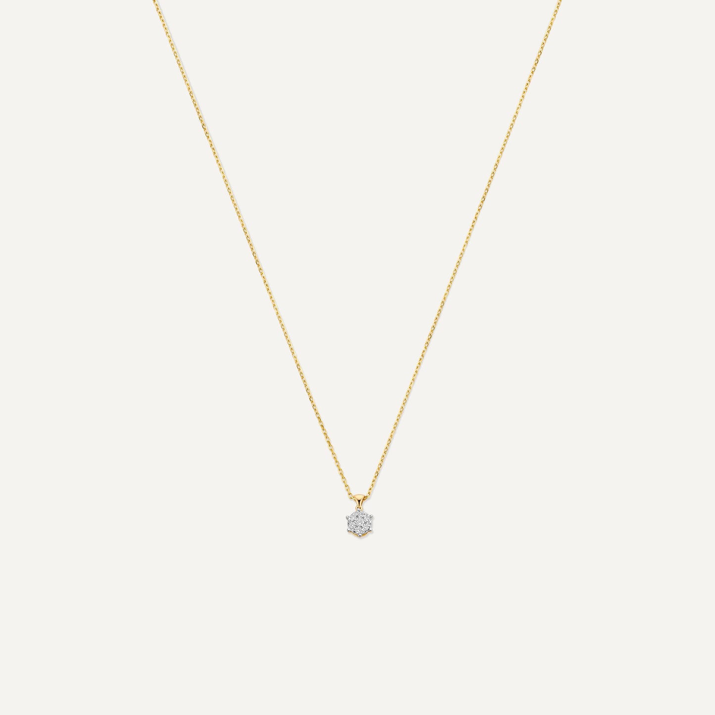 Six Prong Diamond Cluster Linked Pendant Necklace (0.08 ct)