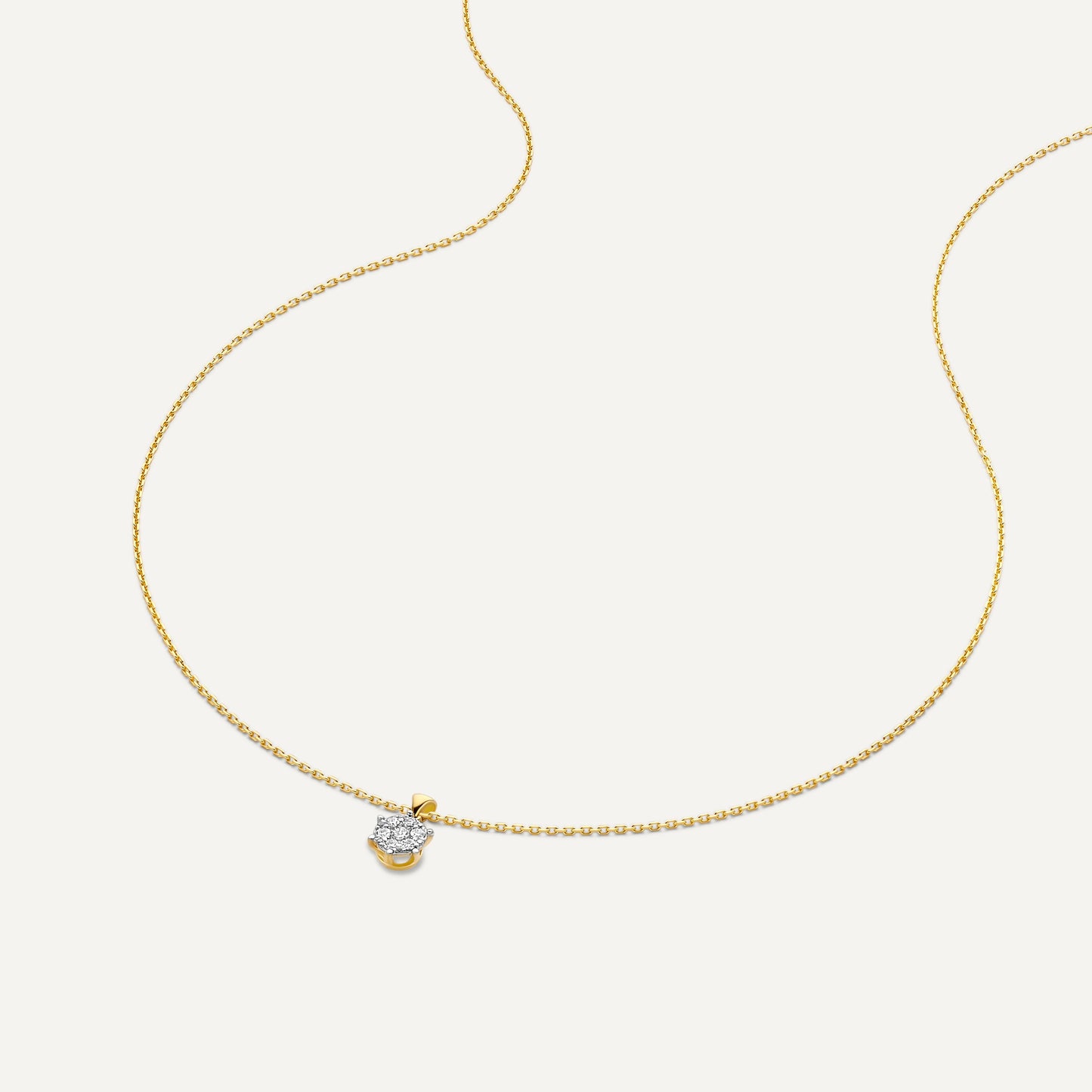 Six Prong Diamond Cluster Linked Pendant Necklace (0.08 ct)