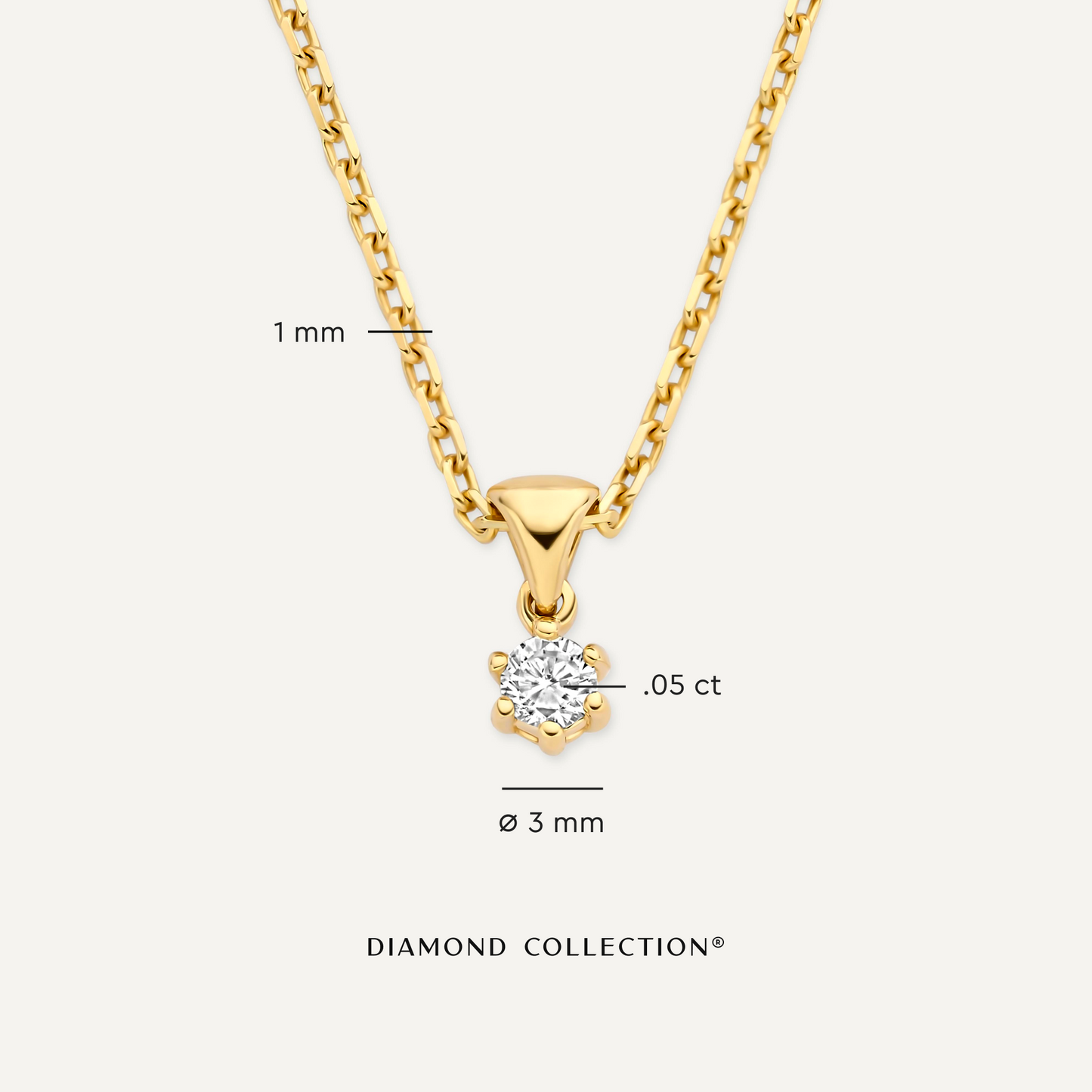 Six Prong Diamond Linked Pendant Necklace (0.05 ct)