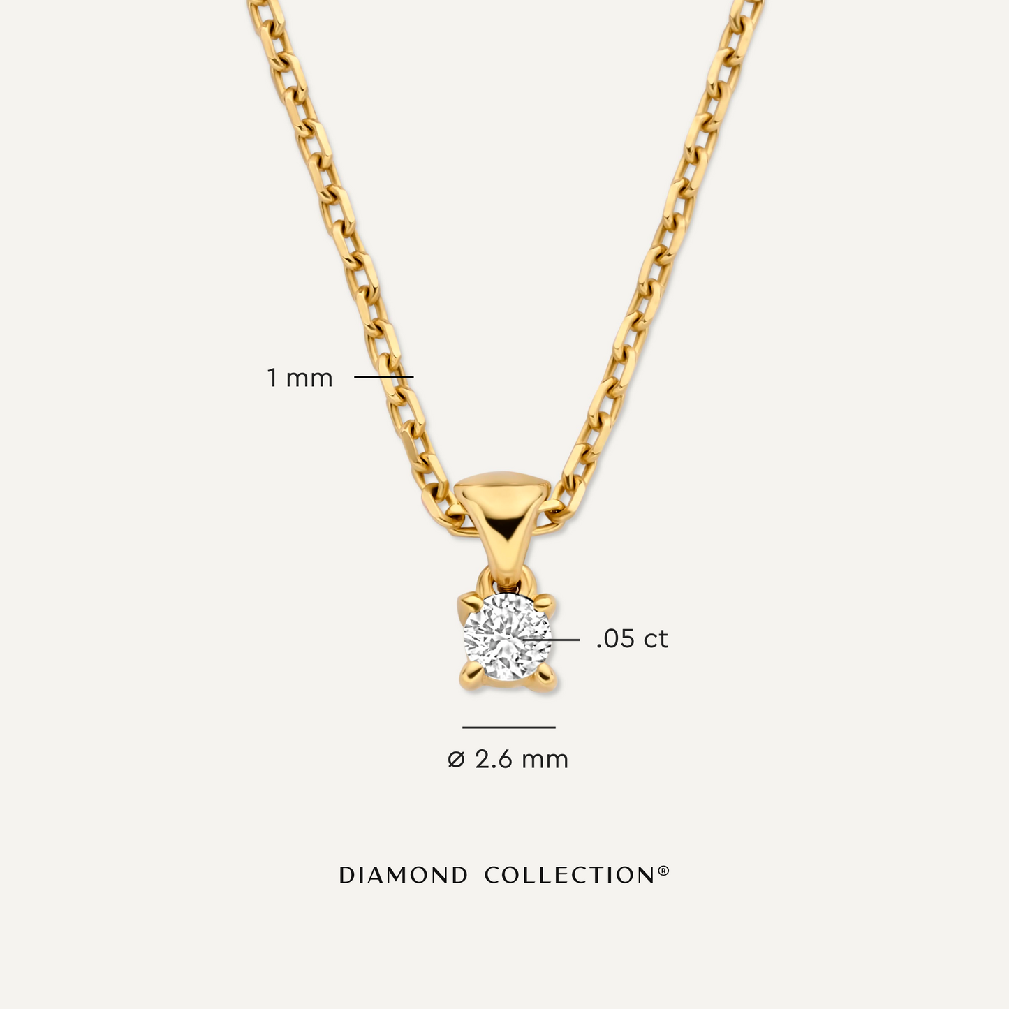 Four Prong Diamond Linked Pendant Necklace (0.05 ct)