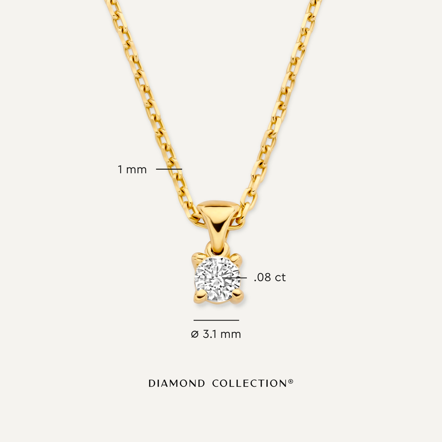Four Prong Diamond Linked Pendant Necklace (0.08 ct)
