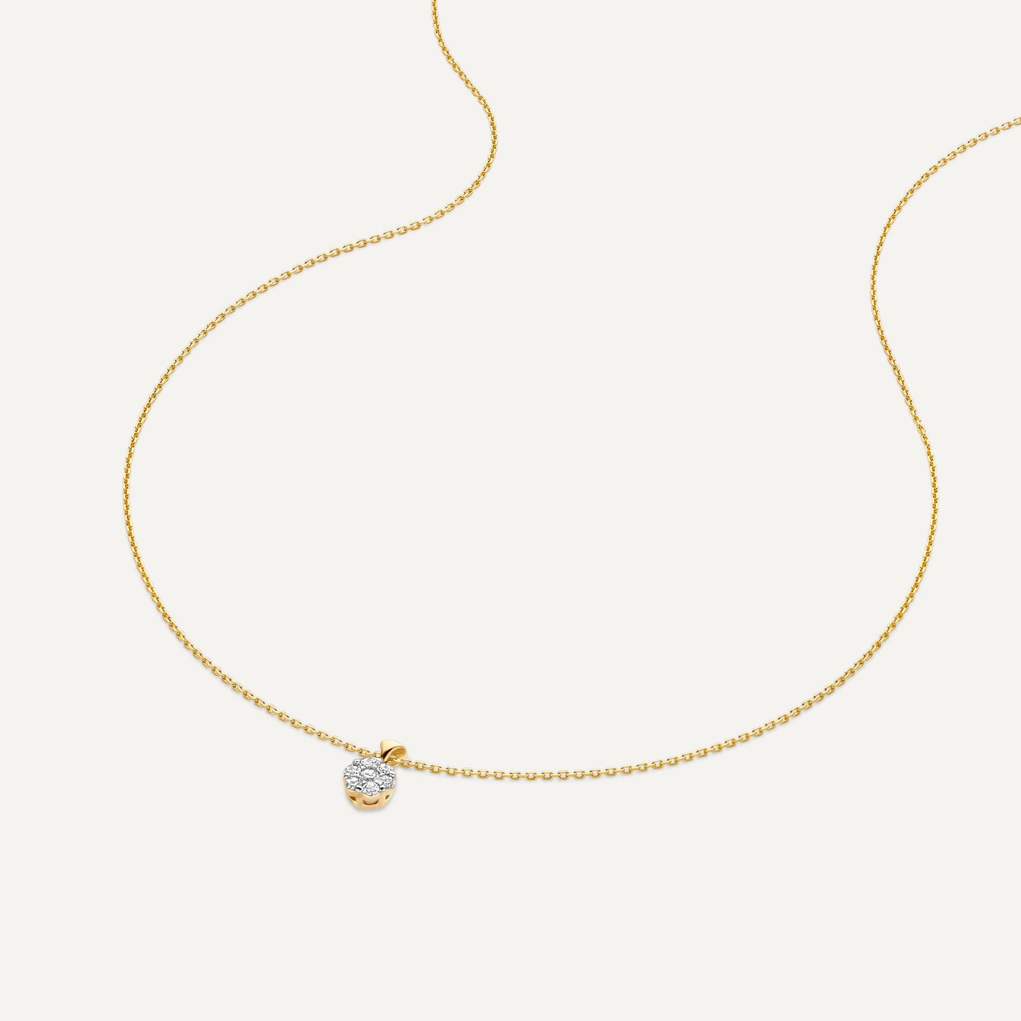Diamond Cluster Linked Pendant Necklace (0.13 ct)
