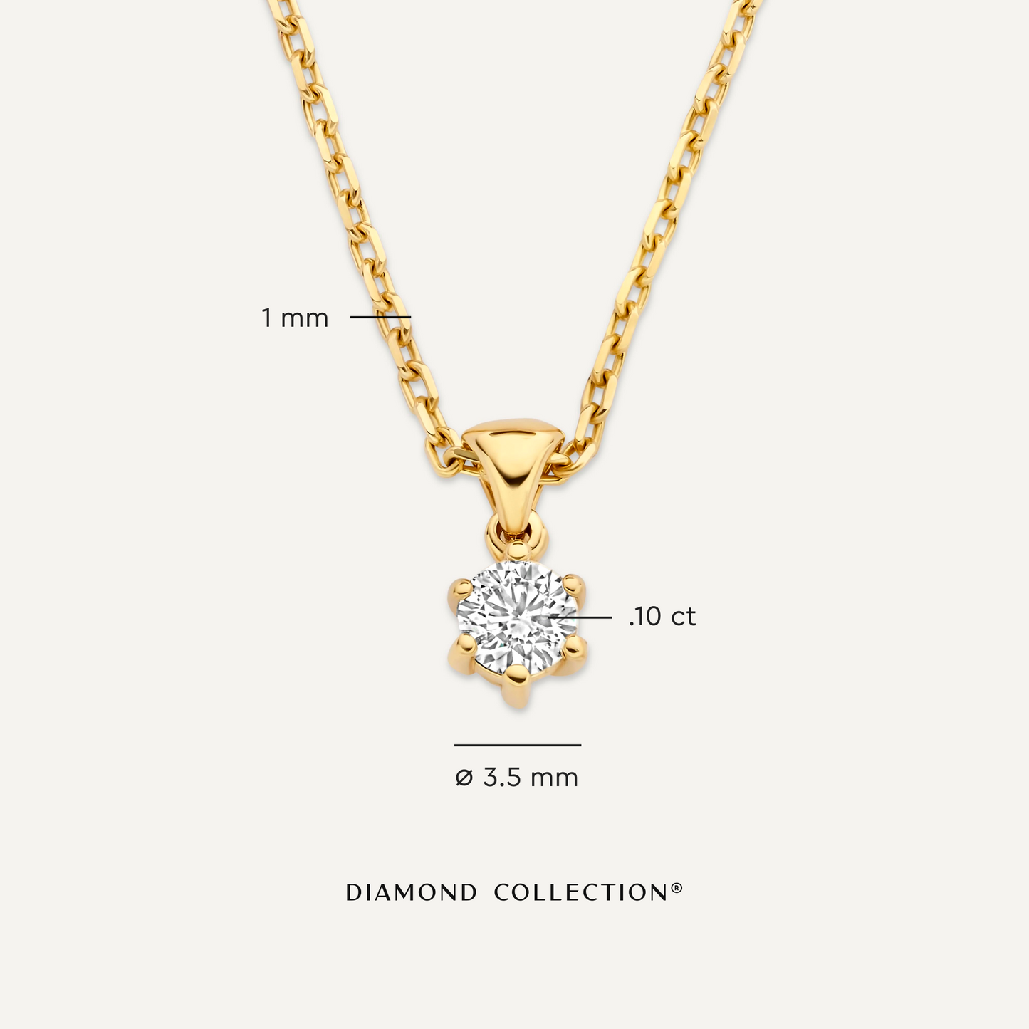 Six Prong Diamond Linked Pendant Necklace (0.10 ct)