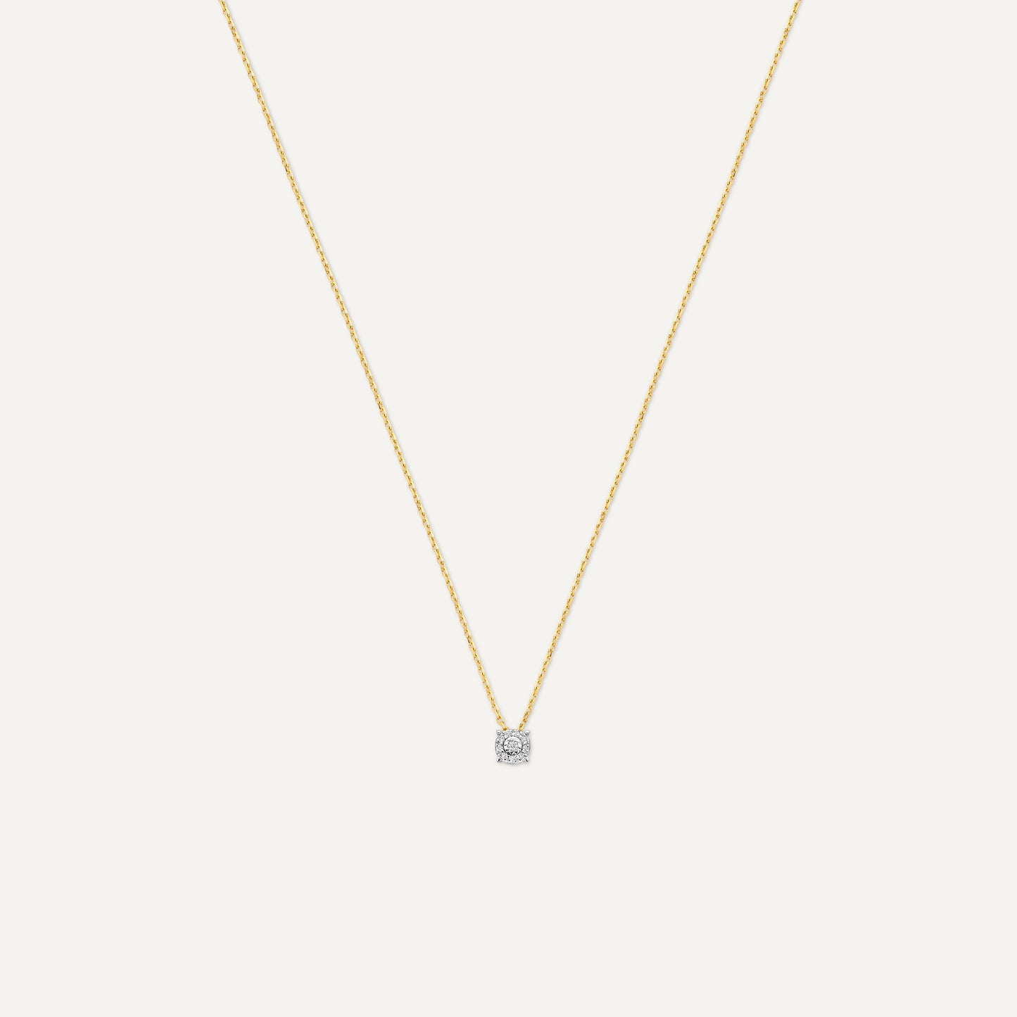 Four Prong Diamond Halo Pendant Necklace (0.05 ct)