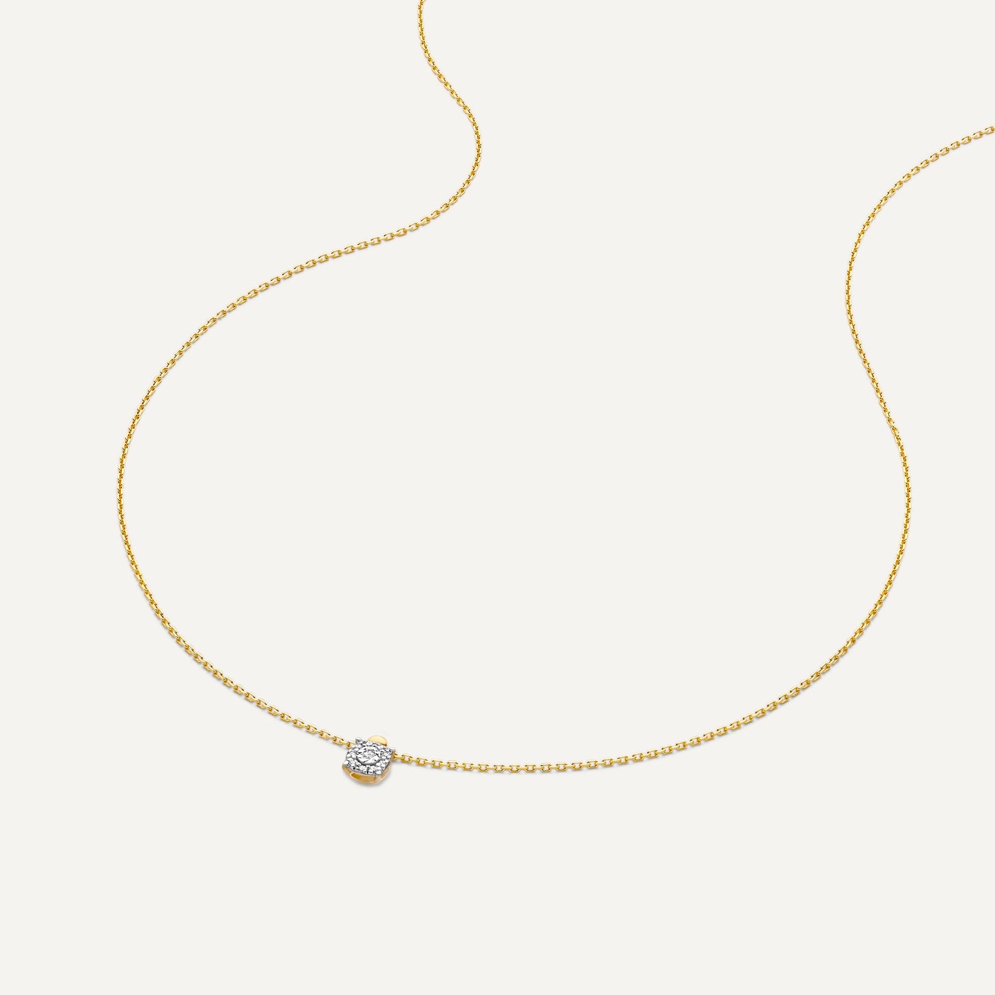 Four Prong Diamond Halo Pendant Necklace (0.05 ct)