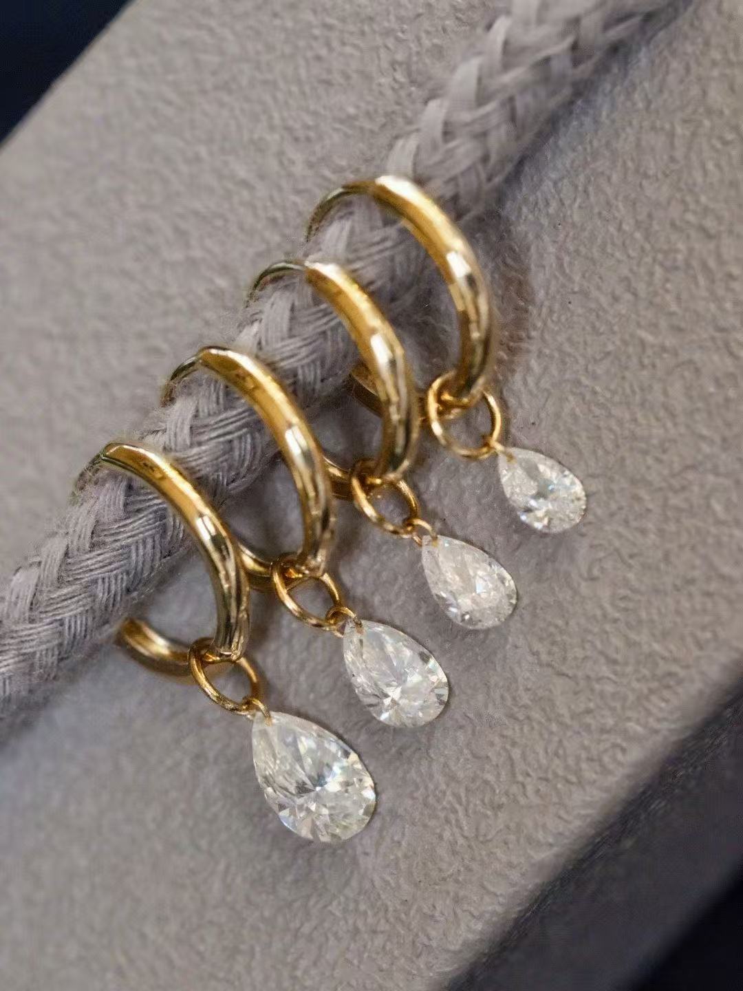 Floating Moissanite Hoop Earring