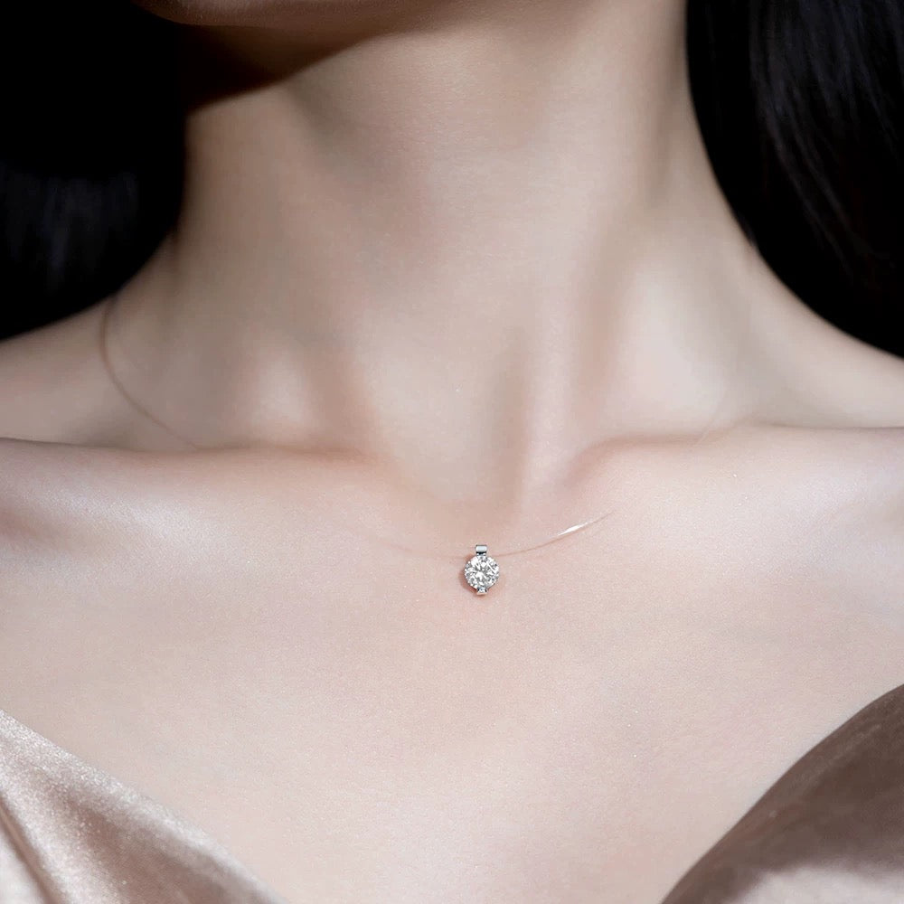 1ct Floating Moissanite Necklace