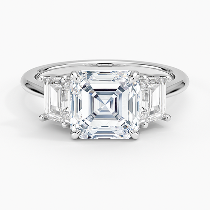 1-3CT. Three Stone Trapezoid Diamond Engagement Ring