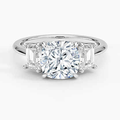 1-3CT. Three Stone Trapezoid Diamond Engagement Ring