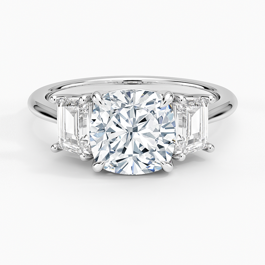 1-3CT. Three Stone Trapezoid Diamond Engagement Ring