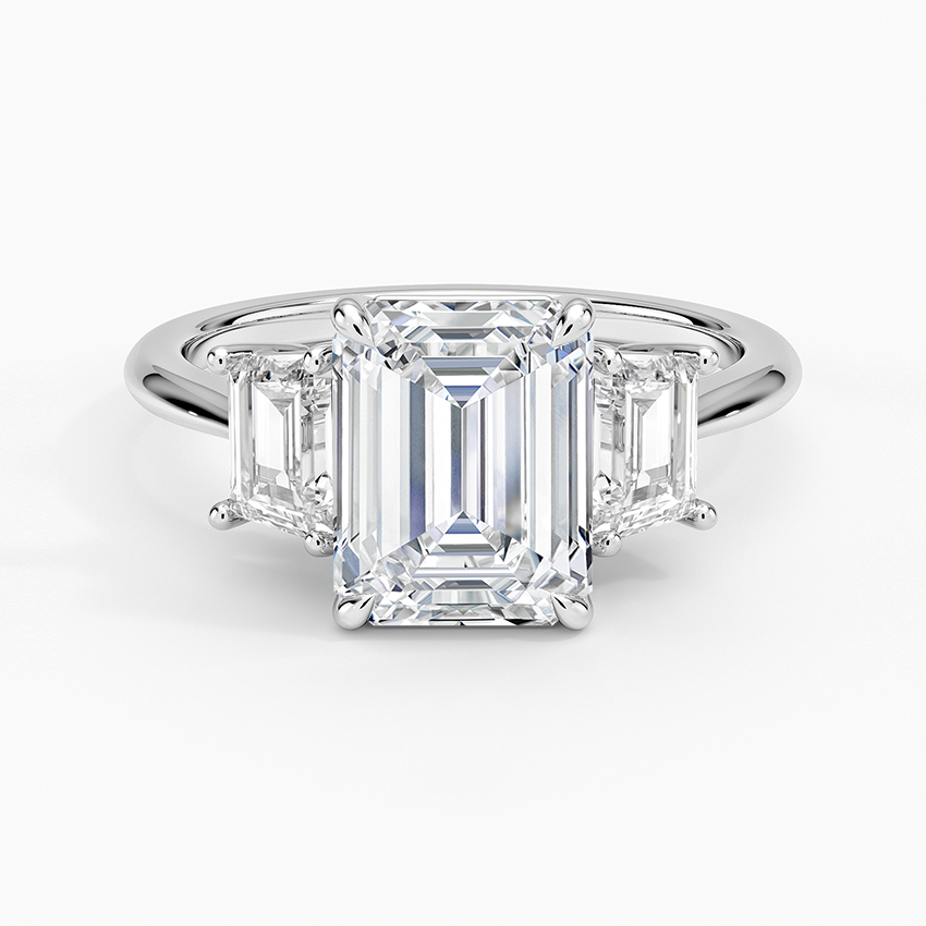 1-3CT. Three Stone Trapezoid Diamond Engagement Ring