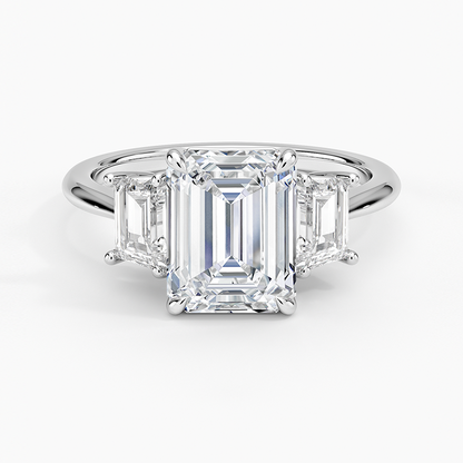 1-3CT. Three Stone Trapezoid Diamond Engagement Ring