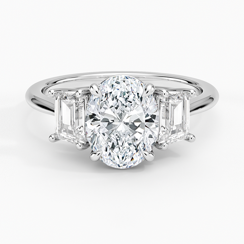 1-3CT. Three Stone Trapezoid Diamond Engagement Ring