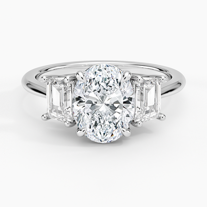 1-3CT. Three Stone Trapezoid Diamond Engagement Ring