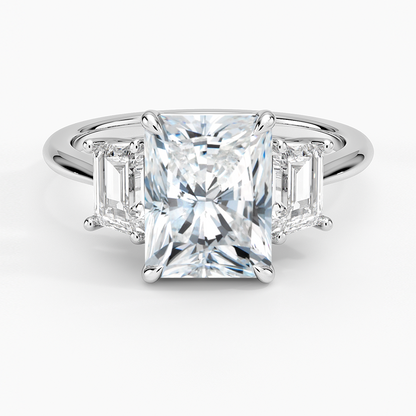 1-3CT. Three Stone Trapezoid Diamond Engagement Ring