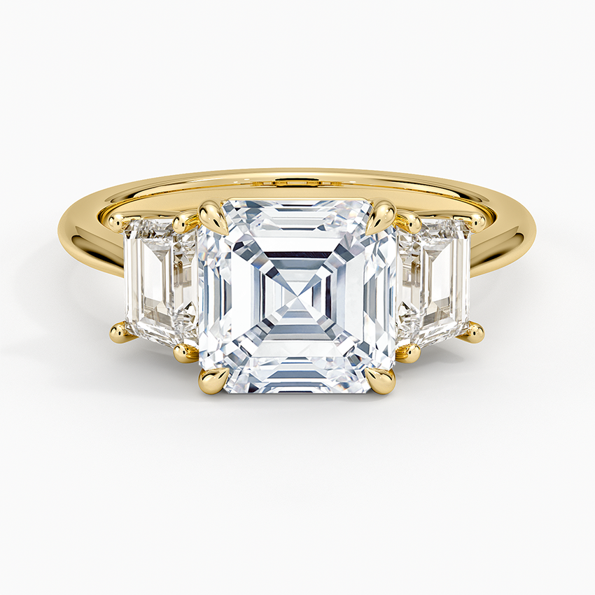 1-3CT. Three Stone Trapezoid Diamond Engagement Ring