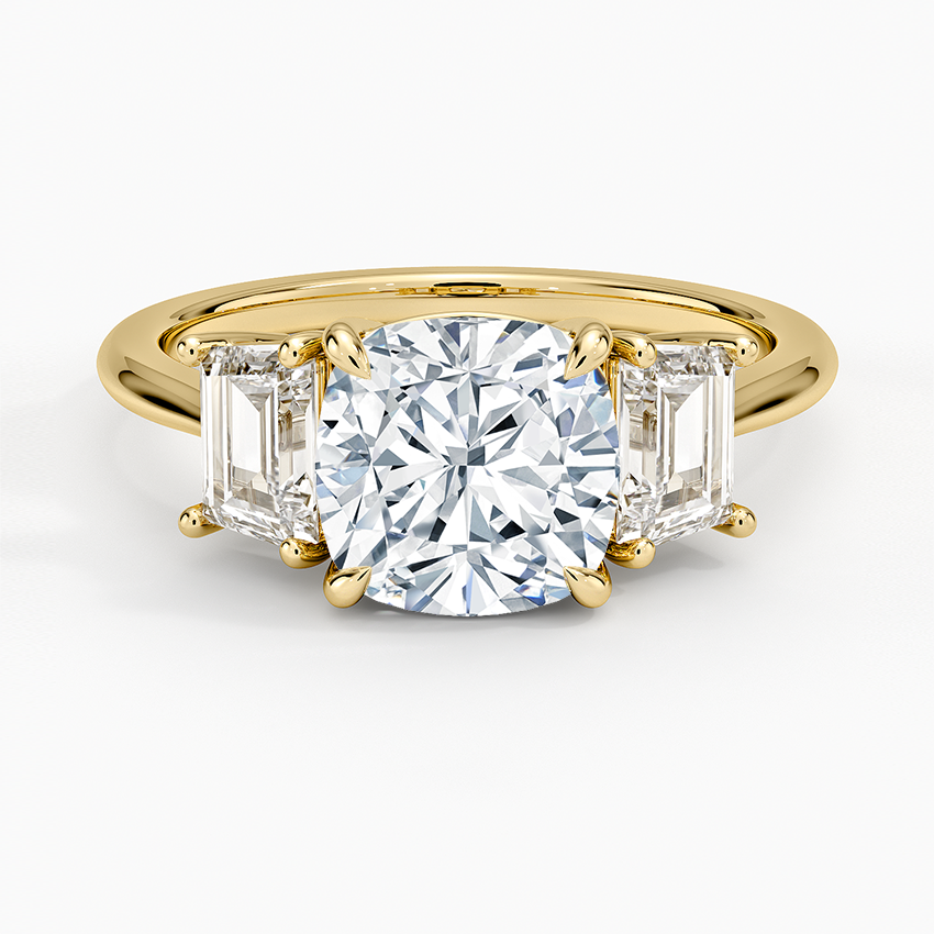 1-3CT. Three Stone Trapezoid Diamond Engagement Ring