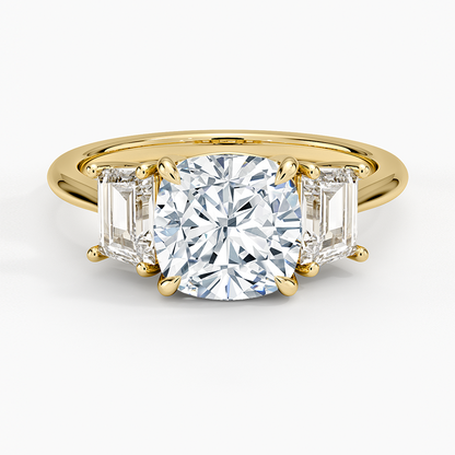 1-3CT. Three Stone Trapezoid Diamond Engagement Ring