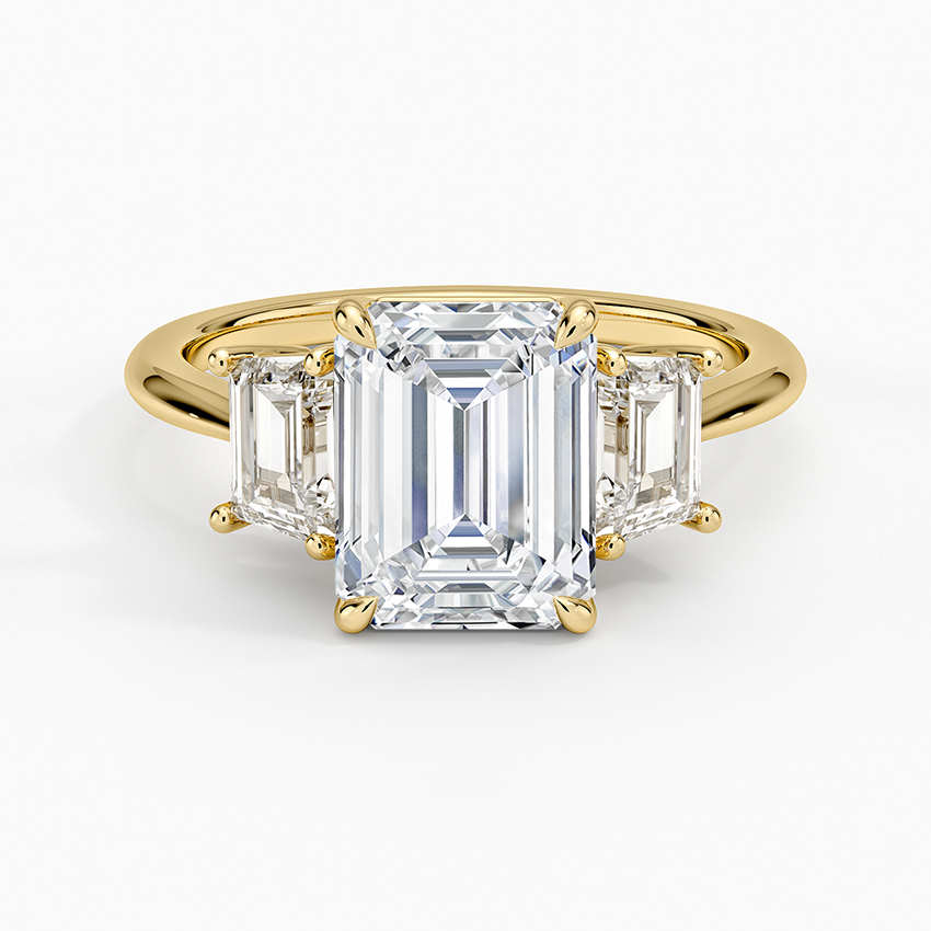1-3CT. Three Stone Trapezoid Diamond Engagement Ring