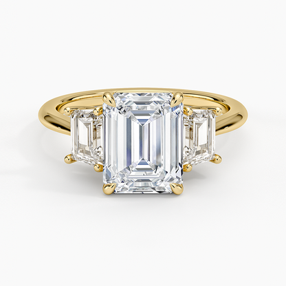 1-3CT. Three Stone Trapezoid Diamond Engagement Ring