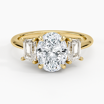 1-3CT. Three Stone Trapezoid Diamond Engagement Ring