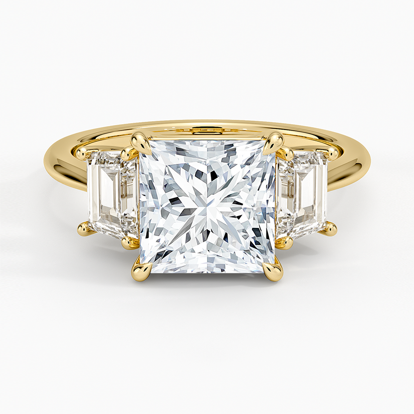 1-3CT. Three Stone Trapezoid Diamond Engagement Ring