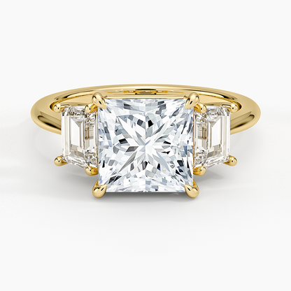 1-3CT. Three Stone Trapezoid Diamond Engagement Ring