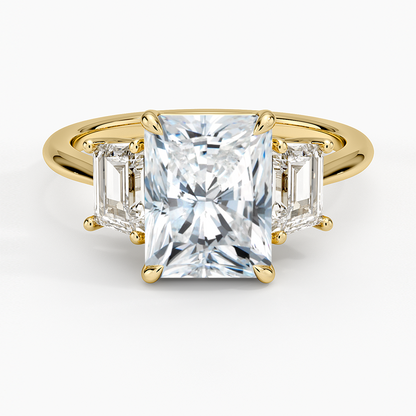 1-3CT. Three Stone Trapezoid Diamond Engagement Ring
