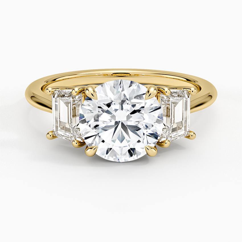 1-3CT. Three Stone Trapezoid Diamond Engagement Ring