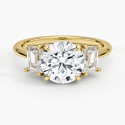 1-3CT. Three Stone Trapezoid Diamond Engagement Ring