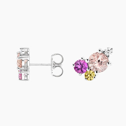 Hibiscus Bouquet Earrings in Silver