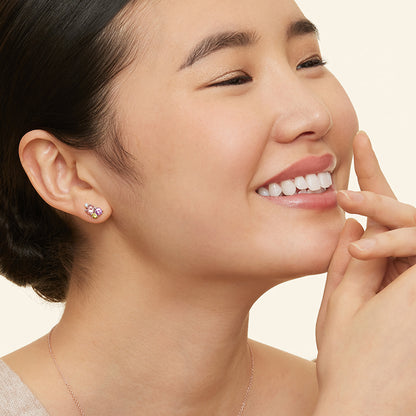 Hibiscus Bouquet Earrings in Silver