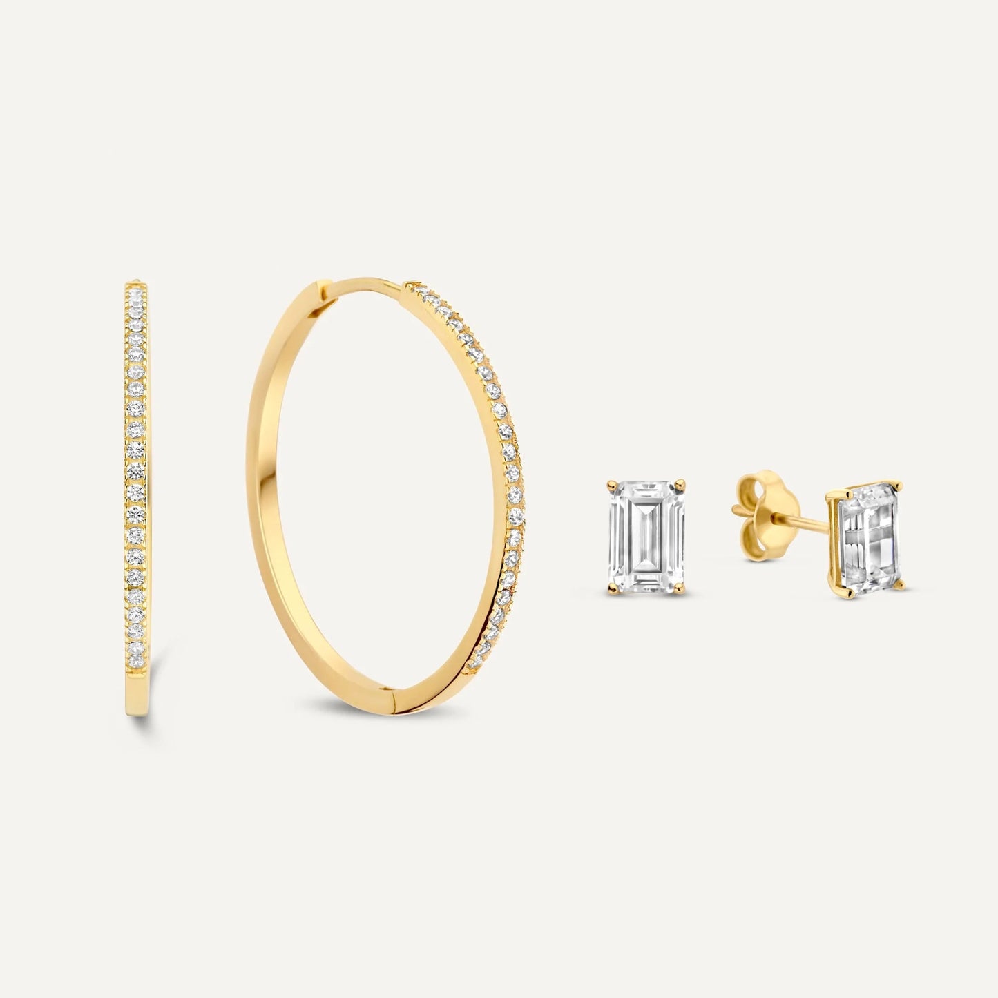 Pav¨¦ Zirconia Large Hoops Earrings Set