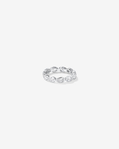 Pear Shaped Cubic Zirconia Bezel Set Eternity Ring in Sterling Silver
