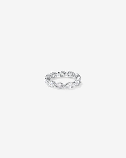 Pear Shaped Cubic Zirconia Bezel Set Eternity Ring in Sterling Silver
