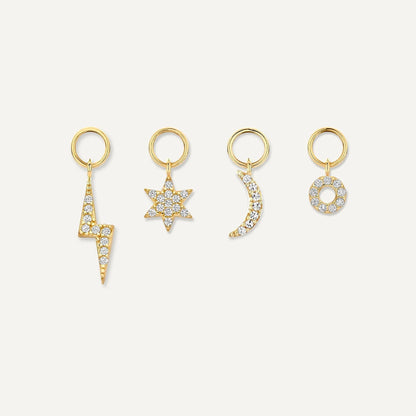Pave Moissanite Lightning Bolt Hoop Charm