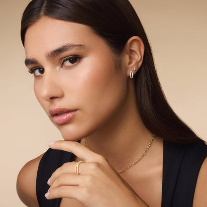 Sparkling Pav¨¦ Cubic Zirconia Double Huggie Hoops (12mm)