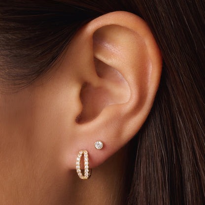 Sparkling Pav¨¦ Cubic Zirconia Double Huggie Hoops (12mm)