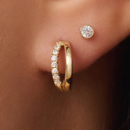 Pav¨¦ Cubic Zirconia Double Huggie Hoops (12mm)