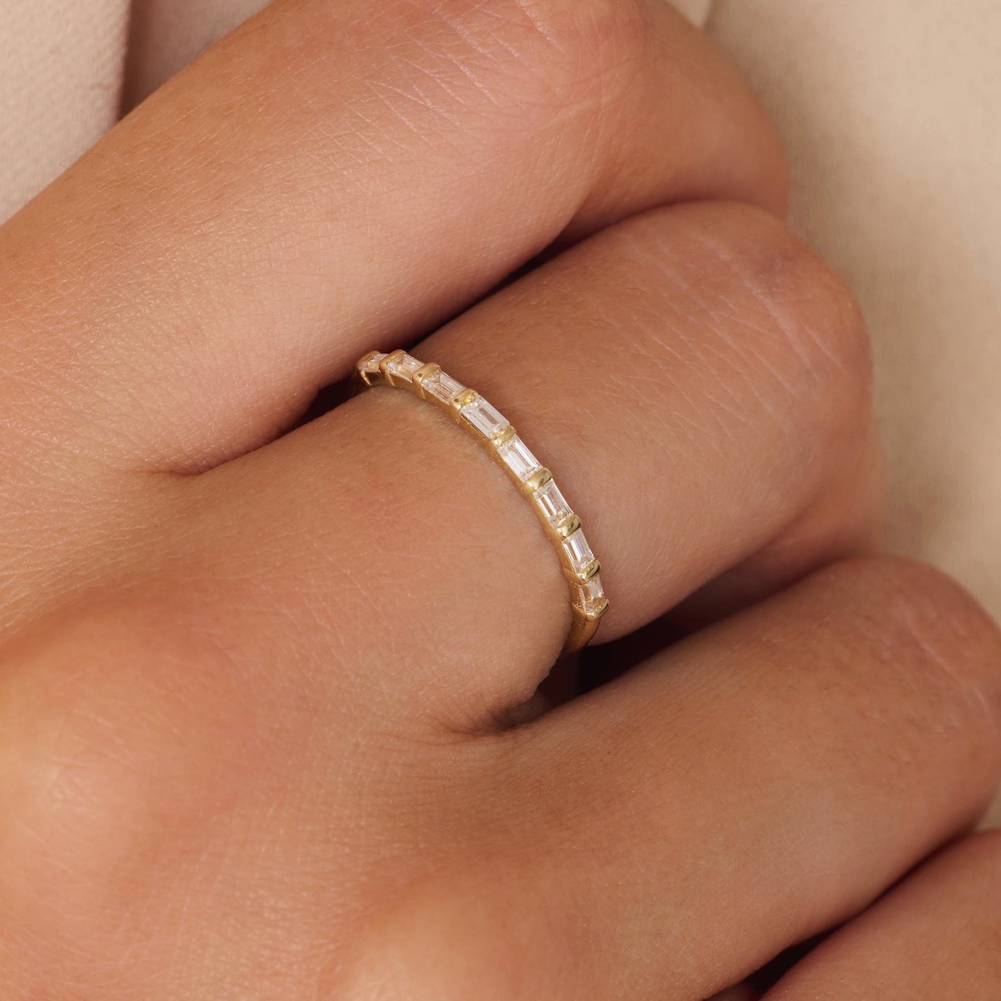 Baguette Cut Cubic Zirconia Half Eternity Ring
