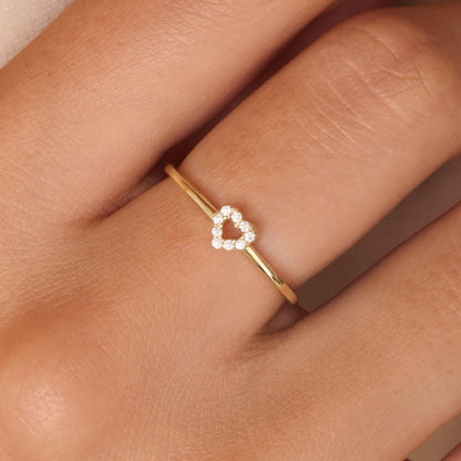 Pav¨¦ Cubic Zirconia Open Heart Ring