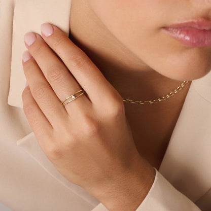 Cubic Zirconia Double Stacker Ring