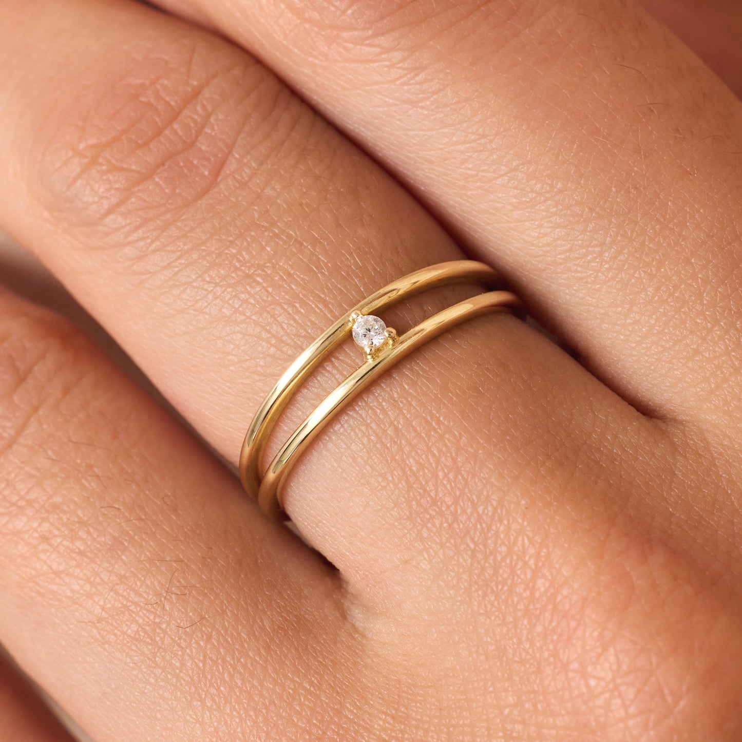 Cubic Zirconia Double Stacker Ring