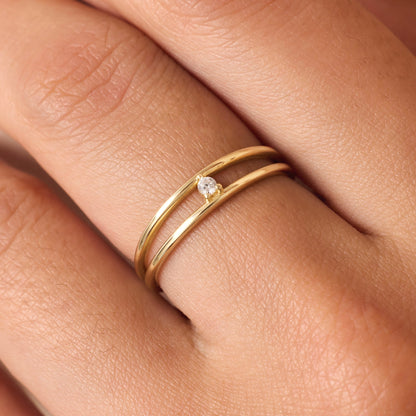 Cubic Zirconia Double Stacker Ring